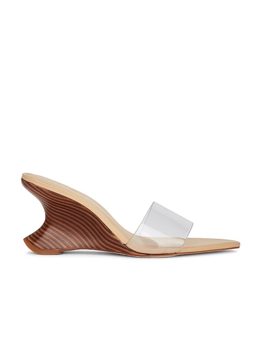 Cult Gaia Clear Strap Sculptural Woodgrain Wedge Sandals 39.5